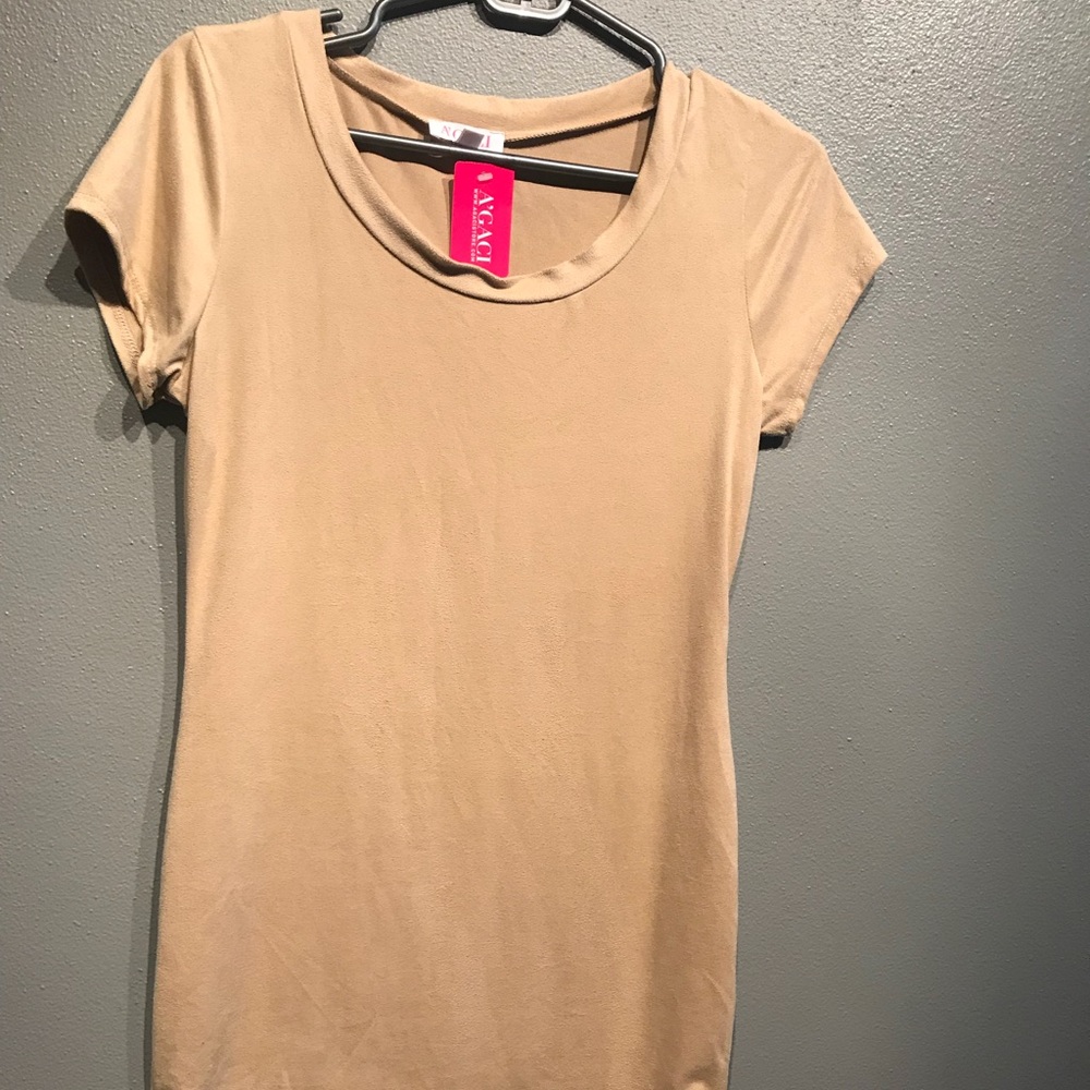 NEW Tan suede short sleeve dress